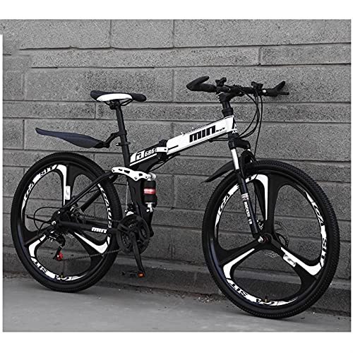 Folding Bike : Youth / Adult 27-speed 26 inch 3 cutter wheel All-in-one Folding Mountain Bike, Mountain Cross-country Bike Front Suspension, Multiple Colors, Beaded Pedals, High Carbon Steel Frame, Double Shock Absorb
