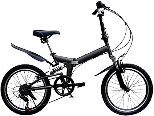 Folding Bike : YPLDM Durable bicycles, folding bicycles, 20-inch small portable aluminum alloy frames with disc brakes, variable speed bicycles, Black