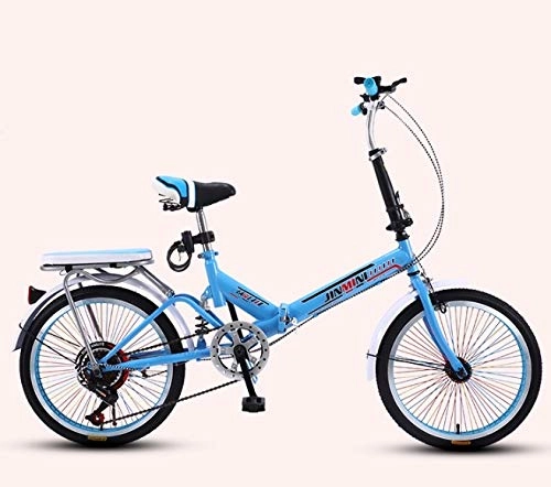 Folding Bike : YPLDM Durable bicycles, mountain bikes, 20-inch folding bicycles, student bicycles, single-speed disc brakes, adult compact foldable bicycles, Blue