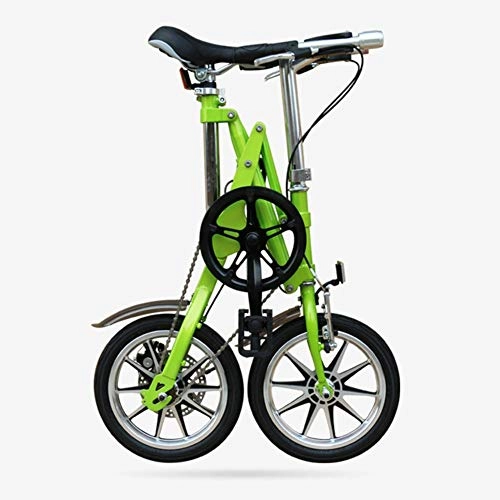 Folding Bike : YQ Foldable Bicycle 14 Inch One Second Folding Single Speed Carbon Steel Bicycles Adult Men And Women Portable Mini Bike, Green