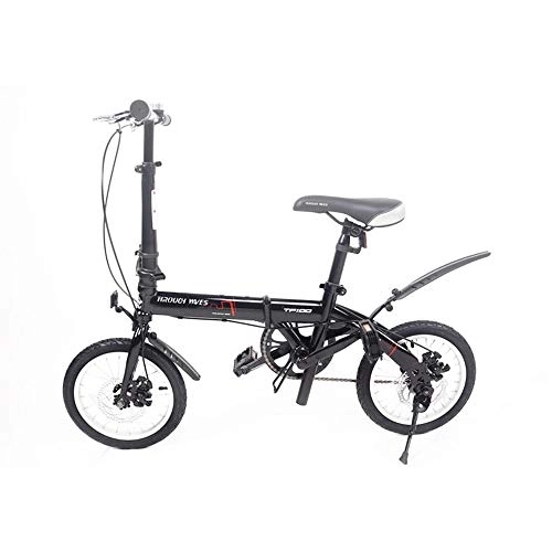 Folding Bike : YQ&TL Mini Folding Bike, 14 Inch, Variable Speed ​​Bike, Adjustable Seat Cycling Bikes, Gears Dual Disc Brakes Light Bike for Adult Students