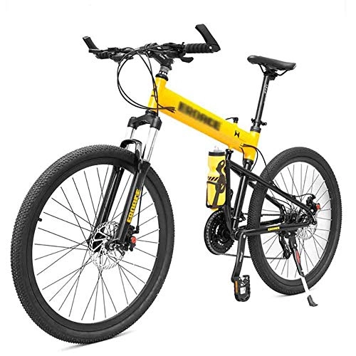 Folding Bike : Yqihy Folding Bike for Men Women 20 inch Aluminum 24 Speed Shimano Gears Disc Brake with Thunderbolt, Yellow