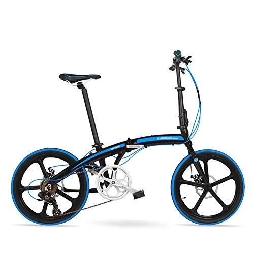 Folding Bike : Yqihy Folding Bike for Men Women 20 inch Aluminum 7 Speed Shimano Gears Disc Brake with Thunderbolt, Black