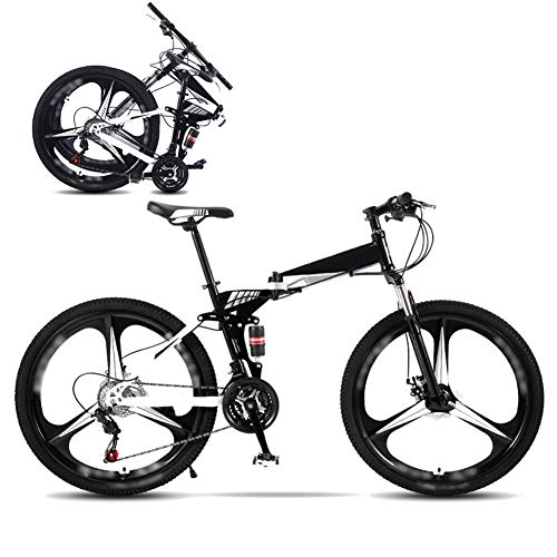 Folding Bike : YRYBZ Foldable Bicycle 24-26 Inch, Off-road Shock-absorbing Mountain Bike, Male And Female Adult Lady Bike, Foldable Commuter Bike - 27 Speed Double Disc Brake / Red / 24