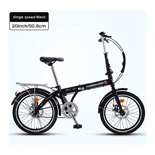 Folding Bike : YSHCA20 Inch Folding Bike, Single Speed Low Step-Through Steel Frame Foldable Compact Bicycle with Fenders and Comfort Saddle Urban Riding and Commuting, Black