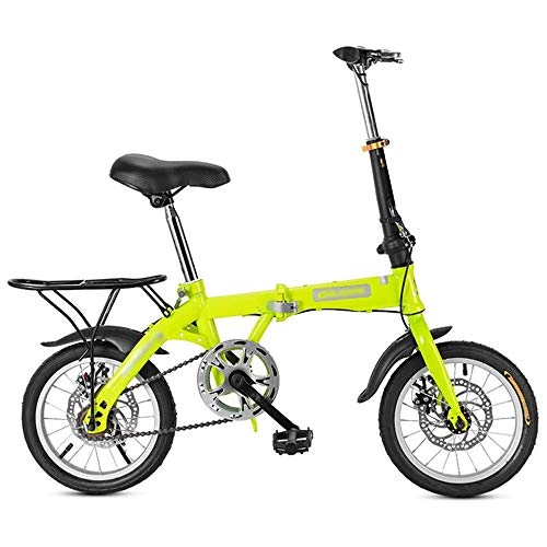 Folding Bike : YSHUAI 16 / 20 in Folding Bike for Students Mini Folding Bike Adults Folding Bicycle Light Singlespeed Compact Foldable Bicycle Double Disc Brake Small Bicycle with Basket, Green, 20inch