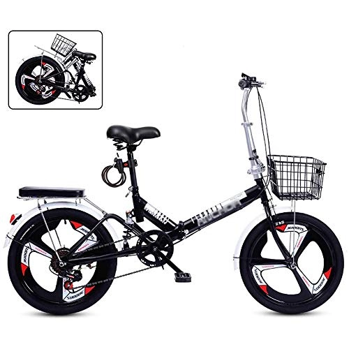 Folding Bike : YSHUAI 20 Inch Folding Bike for Adults And Teenagers Folding Bicycle Leisure Folding Bikes City Commuter Folding Bike Shock Absorbing Bike with 6-Speed Lightweight (Maximum Load 130 Kg), Black