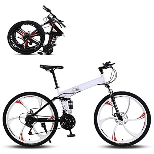 Folding Bike : YSHUAI 26 Inch Folding Bike Leisure Folding Bikes Folding Bike for Men And Women, Foldable Bike with 21 Gears Cruise Control, Folding City Bike, White