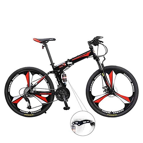 Folding Bike : YuCar 26-Inch Foldable Mountain Bikes for Adults, 27-Speed Off-Road Bikes Magnesium Alloy Wheels, Full-Suspension Fork And Double Shock Absorber Folding