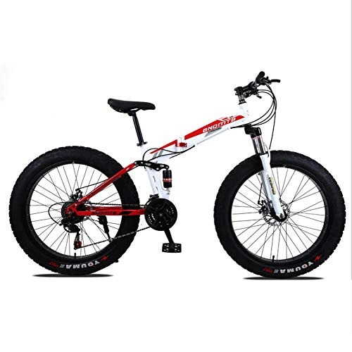 Folding Bike : YuCar 26 inch Mountain Bike Foldable Steel Frame Width Wheel 4.0 MTB 21 / 24 / 27 Speed with Double Disc Brakes, 27speed