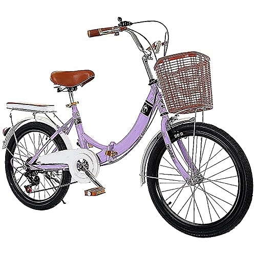 Folding Bike : YUEGOO Folding Bike, Adult Teenager Foldable Bike 6-Variable Speed Before after Double Shock Absorption, City Bike Bicycles for Men Women Students and Urban Commuters / F / 24Inch