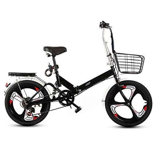 Folding Bike : YUHT Folding Bike For Adults Men And Women Variable Speed Lightweight Mini Folding Bike With Brake And Shock Absorption, 20-inch Wheel, Commuting Cruiser Bike (Color : Black) Unicycle