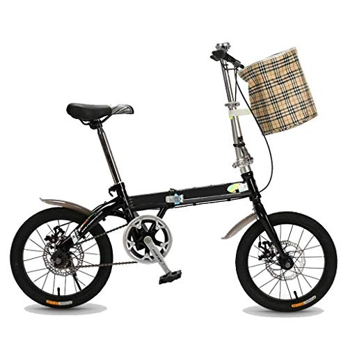 Folding Bike : YUHT Lightweight Folding Bikes With Water Bottle Holder For Adults, Women, Men, Mini Bike Compact Bicycles Single Speed, Adult Teens Cruiser BikesHigh Carbon Steel Frame, 16 / 20 Wheel Unicycle