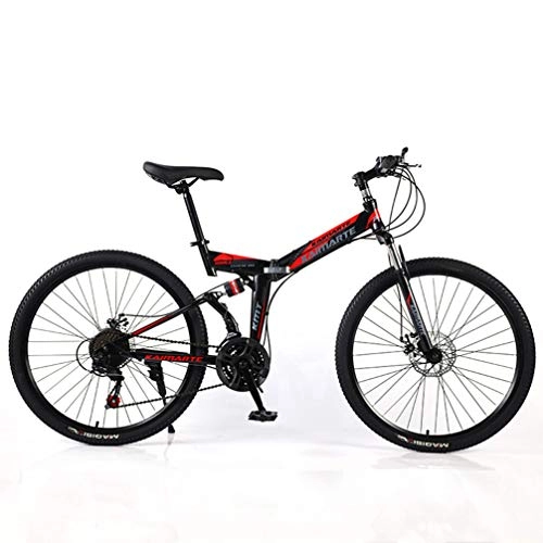 Folding Bike : YUKM 40-Spoke 5-Color 26-Inch Folding Mountain Cross-Country Bike, Beginner Practice Bike, 3-Speed Configuration, Dual Disc Brakes, Black, 26 inch 21 speed
