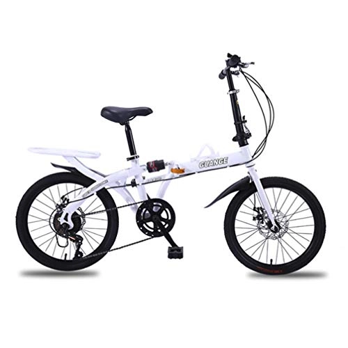 Folding Bike : YUKM Double-Folding Bicycle, Free Installation of 21 / 26 Inch Variable Speed Single Damping Spoke Wheel Disc Brake, Student Mountain Bike, Three Colors, White, 21in