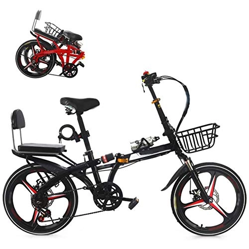 Folding Bike : YUN&BO Folding Bicycle, Light Work Adult Adult Ultra Light 7 Speed Bike, for Work School Commute Fast Folding Bicycle, Black, 16 inches