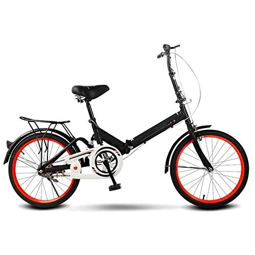 Folding Bike : YUN&BO Folding Bicycle, Non-Speed 20 Inch Portable Adult Small Student Male Bicycle Folding Carrier Bicycle Bike, for Work School Commute Fast, Black