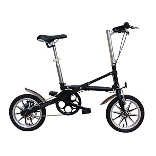 Folding Bike : YUN&BO Folding Bike for Adult, 14 Inch Portable Mini Bicycle Students Commuter Bike, Ideal for Business Trips, Travel, Vacation, Easy To Carry, Black
