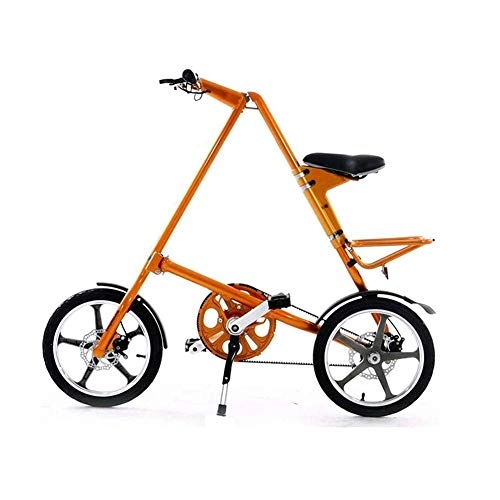 Folding Bike : YUN&BO Folding Bike, Mini Bicycle One Second Folding Portable Shock-Absorbing Bicycle, for Work School Commute Fast Folding Bicycle, Orange, 16 inches