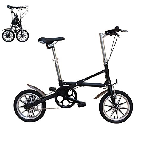 Folding Bike : YUN&BO Folding Bike, Portable Disc Brake Single Variable Speed, Male And Female Children Bicycle Mini Folding Portable Bicycle, Black, 16 inches