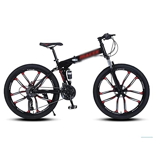 Folding Bike : YUNLILI Multi-purpose 26 In Foldable Mountain Bike High Carbon Steel Frame 21 / 24 / 27 Speed Foldable MTB Front Suspension Bike For Adults Mens Womens (Color : Black, Size : 27 Speed)