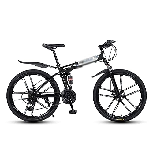 Folding Bike : YUNLILI Multi-purpose Folding Mountain Bike 21 Speed Bicycle 26 Inches Mens MTB Disc Brakes Bicycle For Adults Mens Womens (Color : Black, Size : 27 Speed)