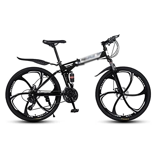Folding Bike : YUNLILI Multi-purpose Mountain Bike 26 Inch Folding Mountain Bike Carbon Steel Frame 21 / 24 / 27 Speeds With Dual Disc Brake For A Path Trail & Mountains (Color : Black, Size : 21 Speed)