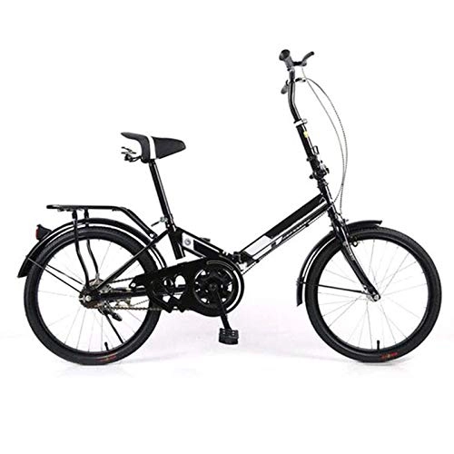 Folding Bike : Yunyisujiao 20 Inch Lightweight Alloy Folding City Bike Bicycle, 6 Speed Variable Speed Shock Absorber Bicycle Portable Folding Bicycle (Color : Black)