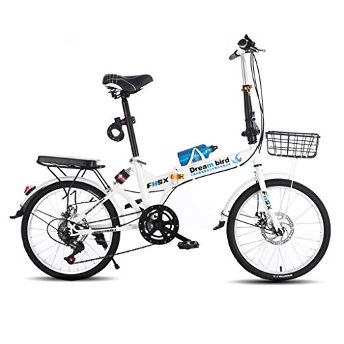 Folding Bike : Yunyisujiao Bicycle Folding Bicycle 20 Inch Men And Women Disc Brakes Speed Bicycle Damping Adult Lightweight Bicycle (Color : BLUE, Size : 150 * 30 * 100CM)