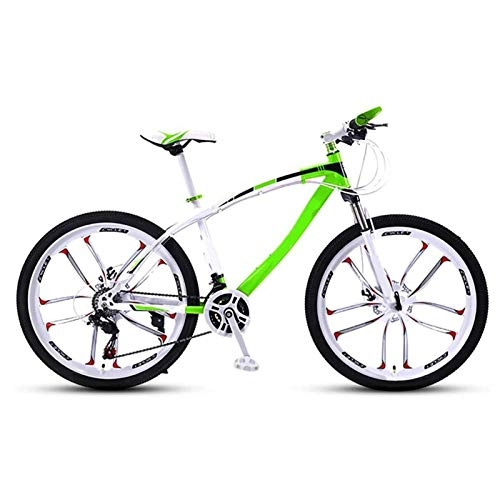 Folding Bike : Yunyisujiao Road Bicycle, 24 / 26-inch Folding Mountain Bikes, Bicycle Full Suspension MTB, Men And Women Portable Adult Bicycle (Color : Green, Size : 24)