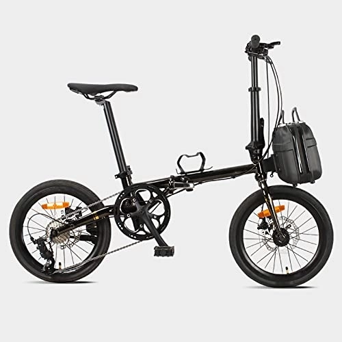 Folding Bike : YUNZHIDUAN 16 Inch Folding Bike, Lightweight Urban Commuters Cycle, 9-Speed with Double Disc-Brake, Adjustable Seat Handle, for Adults / Student / Teen