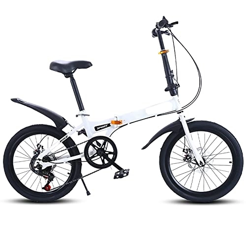 Folding Bike : YUNZHIDUAN 20” Folding Bike, 7-Speed ​​City Foldable Mini Compact Bicycle, Lightweight Urban Commuters Cycle, Dual Disc Brake, for Adults Women / Men / Student / Teen / Office Worker