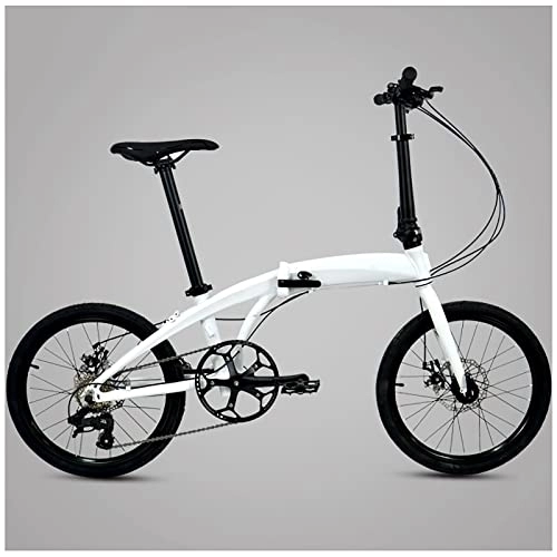 Folding Bike : YUNZHIDUAN 20” Folding Bike, Lightweight Urban Commuters Cycle, 8-Speed with Mechanical Disc Brake, Aluminum Alloy Frame, for Adults / Student / Teen