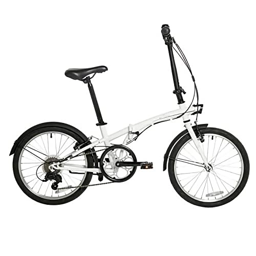Folding Bike : YUNZHIDUAN 20 Inch Folding Bike, Lightweight Urban Commuters Cycle, 6-speed V Brake, Carbon Steel Frame, for Adults / Student / Teen with Mudguard