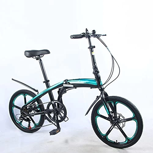 Folding Bike : YUNZHIDUAN 20in Folding Bike, Foldable Bicycle for Adult Student, Lightweight Urban Commuters Cycle, Dual Disc Brakes Non-Slip, Aluminum Alloy Frame, 7-Speed