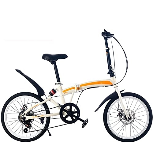 Folding Bike : YXGLL 20 Inch High Carbon Steel Variable Speed Folding Bicycle Disc Brake Riding Adult Student Mountain Bike (white a)