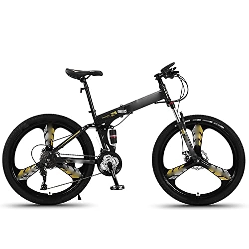Folding Bike : YXGLL 26inch Mountain Bike Folding Bicycle Students Variable Speed Off-road Shock-absorbing Bicycles (yellow 24 speed)