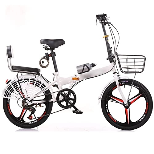 Folding Bike : YXGLL Folding Bicycle 20 / 22 Inch Variable Speed Work Student Adult Ultra-light Portable Bicycle (white 20inch)