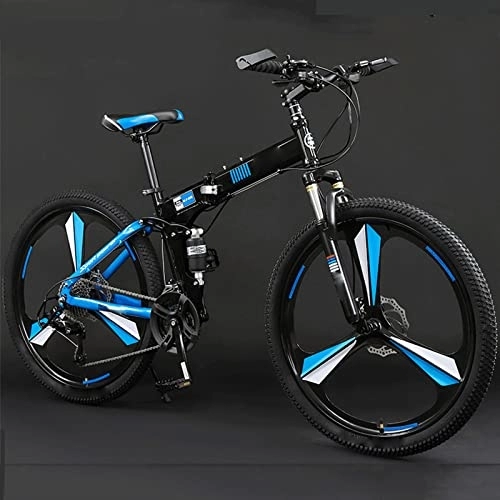 Folding Bike : YXGLL Mountain Bike 24 / 26 Inch Adult Folding Off-road 24 / 27 Variable Speed Male and Female Student Bicycle (blue 27)