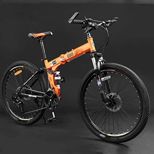 Folding Bike : YXGLL Mountain Bike 24 / 26 Inch Adult Folding Off-road 24 / 27 Variable Speed Male and Female Student Bicycle (orange 27)