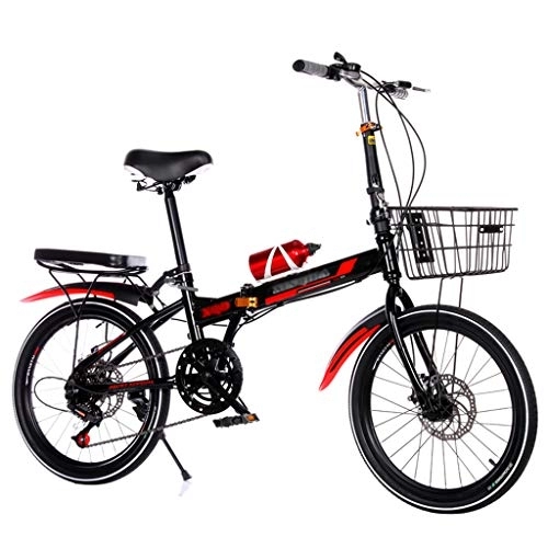 Folding Bike : YYSD 20 Inch Folding 7 Speed Bicycle, Dual Disc Brake Bike, Damping Bicycle for Men and Women, Ultra Light Bicycle to Work School Commute Fast Folding Bicycle