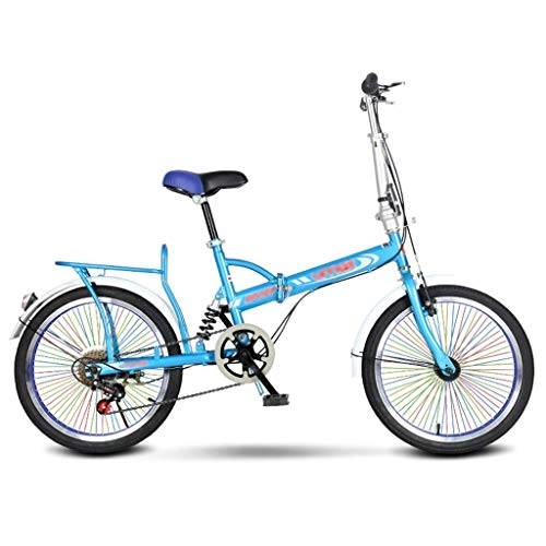 Folding Bike : YYSD 20 inch Folding Bike - 6 Speed Mini Compact Bike, Front and Rear Fenders, Suitable for Students Office Workers Urban Commuter Bicycle