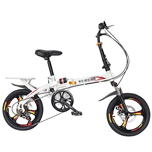 Folding Bike : YYSD Foldable Bike 16 / 20 Inch Variable Speed Adult Shock Absorbing Bicycle, 10s Quick Folding, Double Disc Brake, Outdoor City Cycling Travel