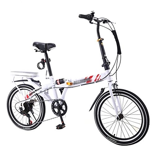 Folding Bike : YYSD Lightweight Folding Bike, 7 Speed Male and Female Adult Lady Bike, Shock-Absorbing Non-slip Bike, 16 Inch