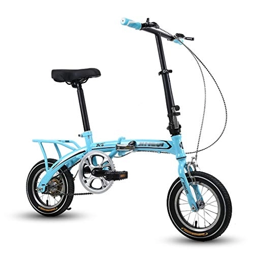 Folding Bike : YYSD Lightweight Mini Alloy Folding City Bike Bicycle, Dual Disc brakes Single speed Bicycle, for Adult Teens Students Office Workers with Back Rack