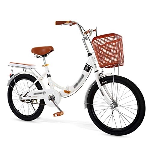 Folding Bike : YYSD Men and Women Folding Bicycle, Light Work Variable Speed Double Disc Brakes City Retro Bike with Rear Lights and Car Basket(20 / 22 / 24 Inch)