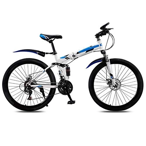 Folding Bike : YZ-YUAN Outdoor Sports Folding Mountain Bike Bicycle For Men And Women Adult Variable Speed Double Shock Absorber Adult Student Ultra Light Portable Road Bicycle(21 / 24 / 27 Speed), 24 / 26 Inch Wheel