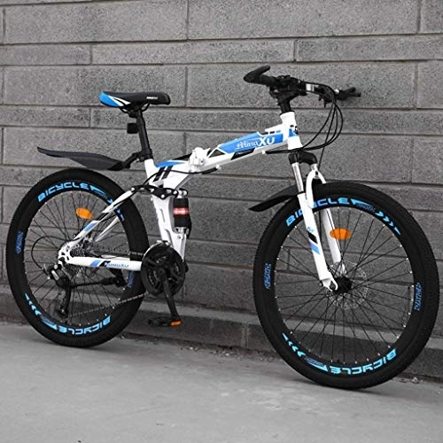 Folding Bike : YZ-YUAN Outdoor Sports Shock Speed Mountain Bike Bicycle Double Brake Folding Bike 24 / 26 Inch Wheel Dual Disc Brakes Men's Mountain Bike (21 / 24 / 27 / 30 Variable Speed) (Color : C-24in, Size : 24 speed