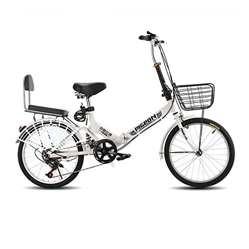 Folding Bike : ZBL 20" Lightweight Folding Bicycle City Bicycle Adult Light Shock Absorber 6 Speed Bicycle Portable Commuter Bike
