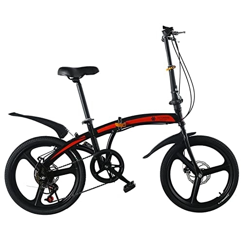 Folding Bike : zcyg 20 Inch Mountain Bike, Foldable Bike, For Women Womens Ladies Bike, Mens Bicycle(Size:20inch, Color:Black)